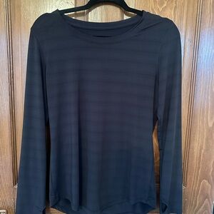 ZYIA Black Long Sleeve Subtle Stripe T
